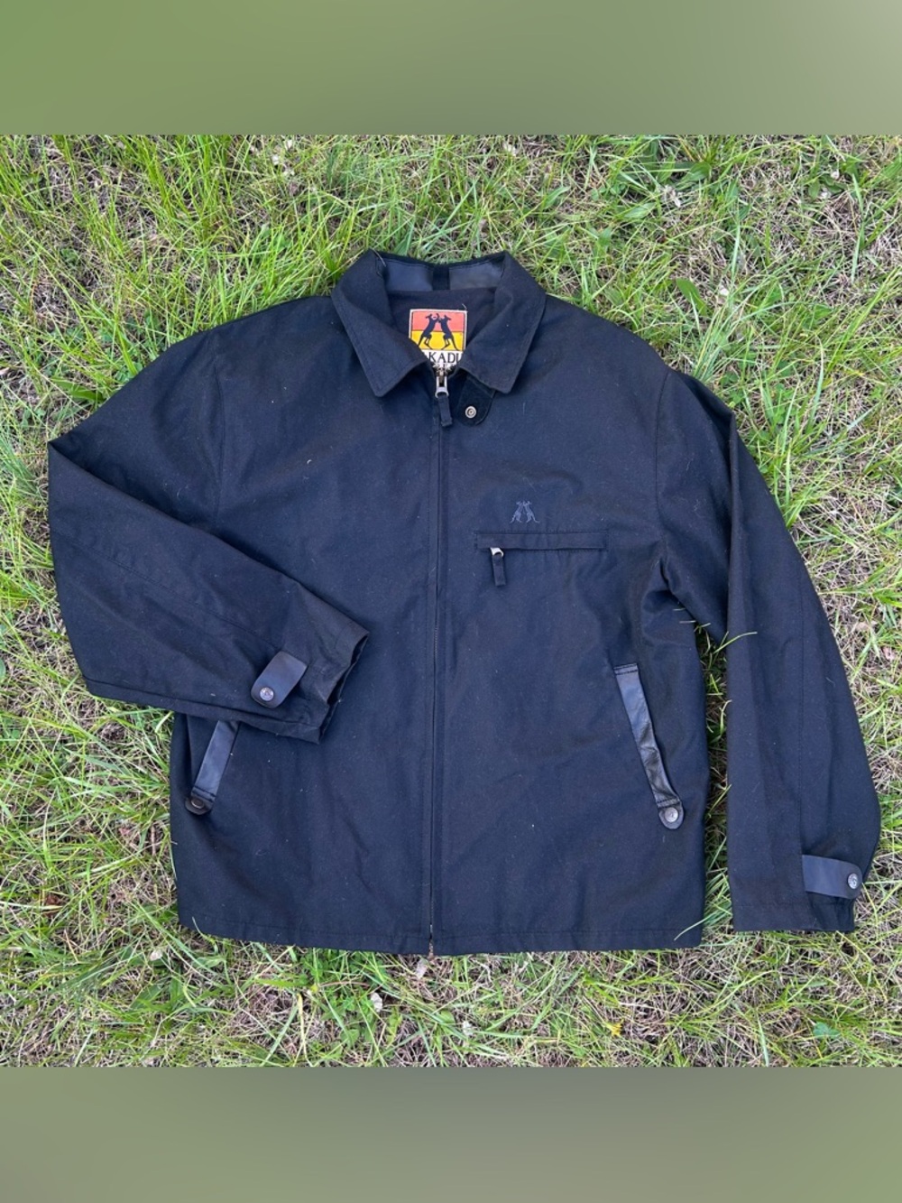 Kakadu Traders Australia Jacket Mens Large Oil Skin Waxed Black Full Zip